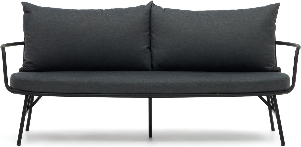 2-personers Udendørs Sofa i Sort Stål med Puder - Kave Home