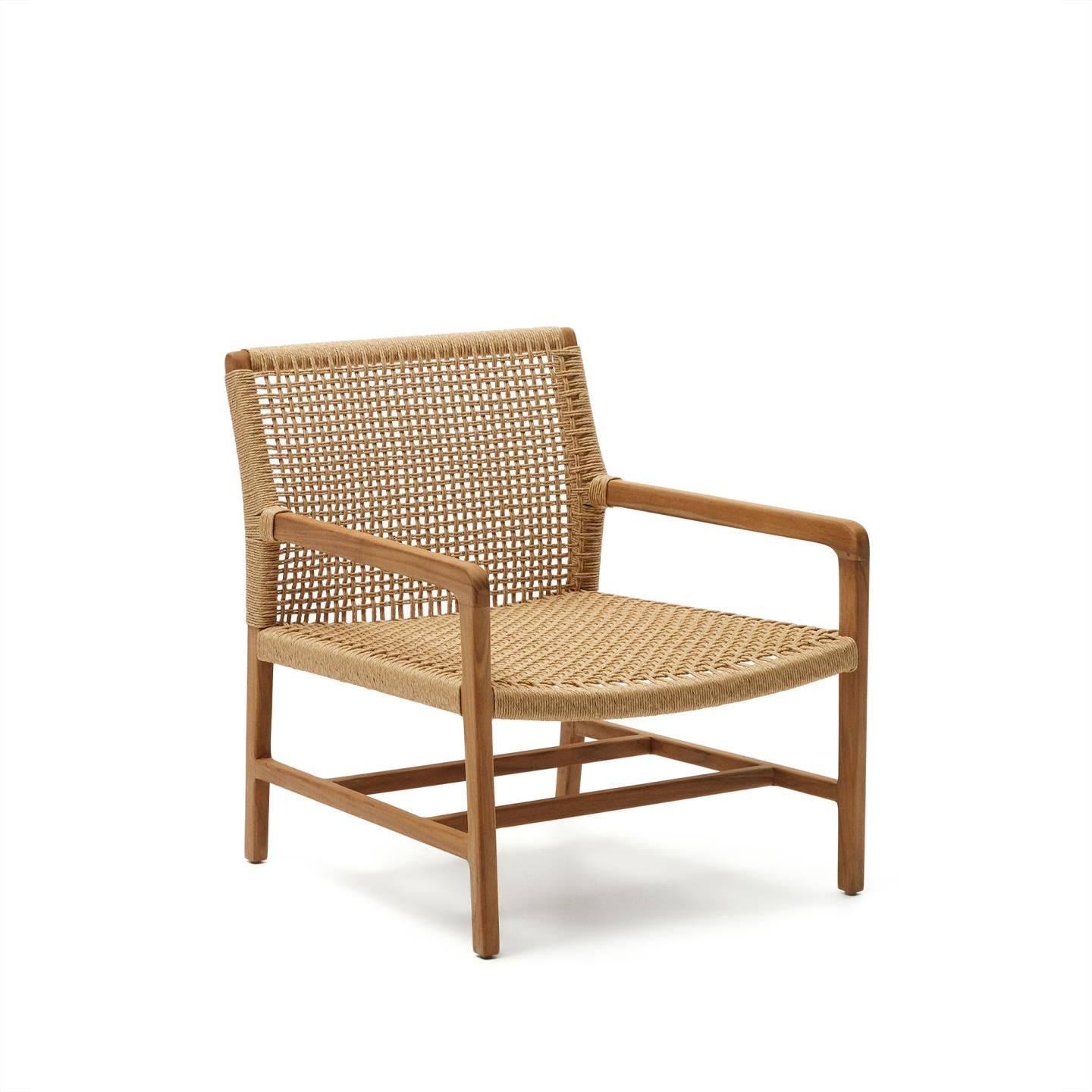 Udendørs Teak Lænestol med Håndflettet Snor - Stil & Komfort