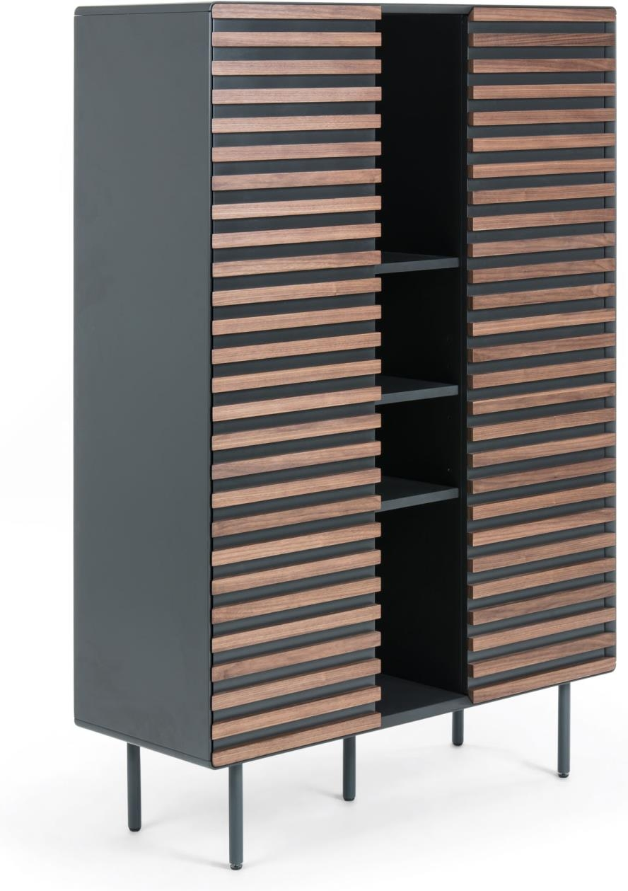 Highboard Kave Home Kesia Moderne Skab Med Låger Sort Natur H155xb105xd40