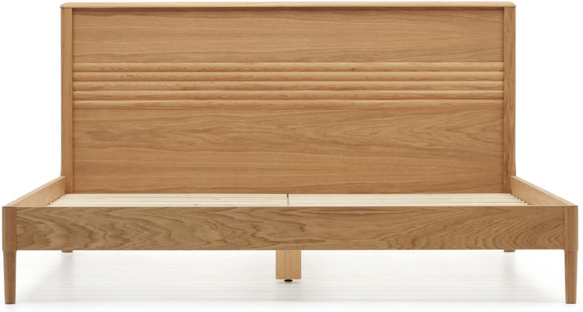 Sengeramme Dobbeltseng Kave Home Lenon 160x200   Massivt Egetræ Nordisk Moderne Design