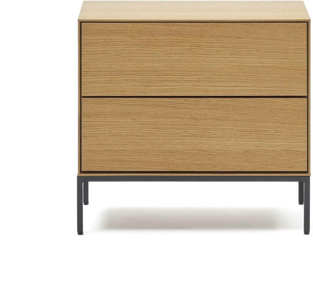 Sengebord Nattebord Kave Home Vedrana   Egetræsfinér   Stål H55xb40xl60     Naturlig Sort