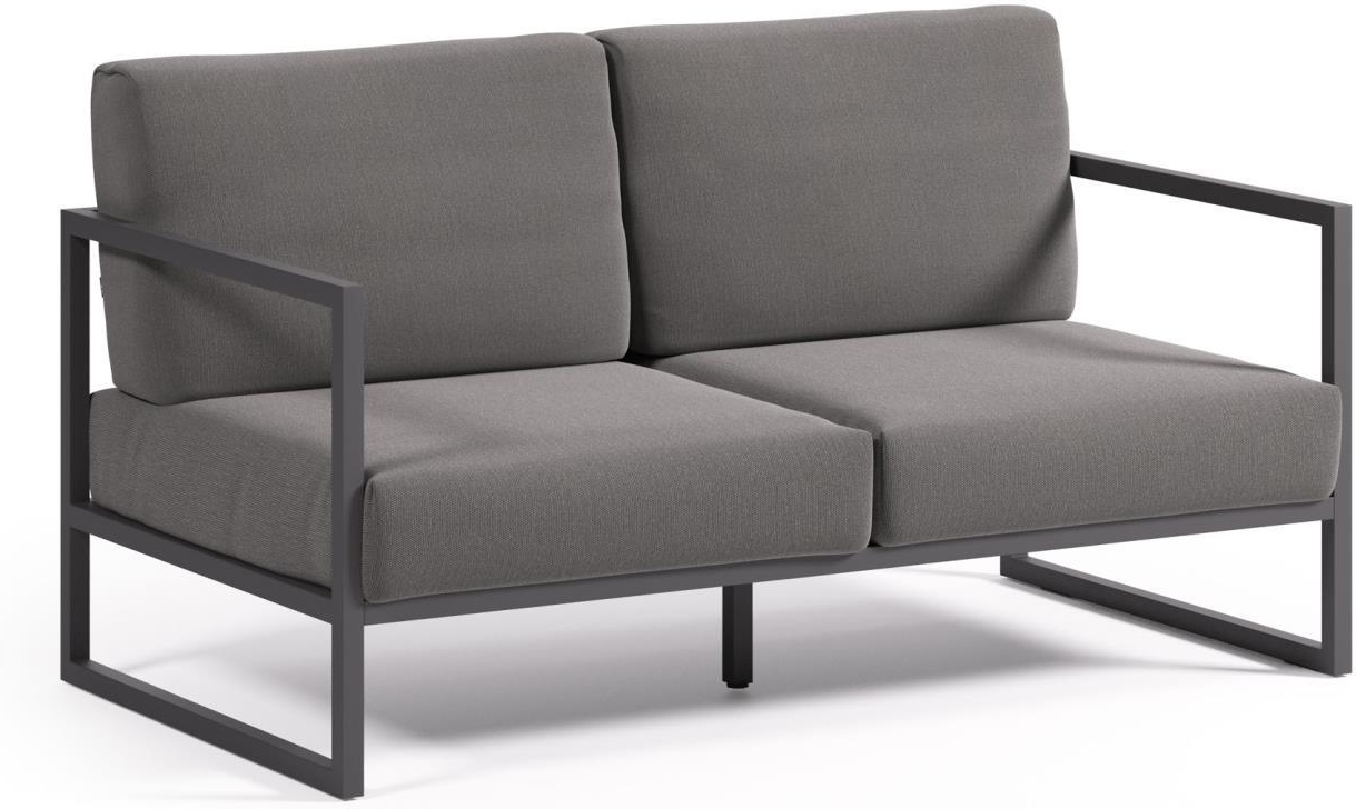 Udendørs 2-personers Sofa i Sort Aluminium med Hynder
