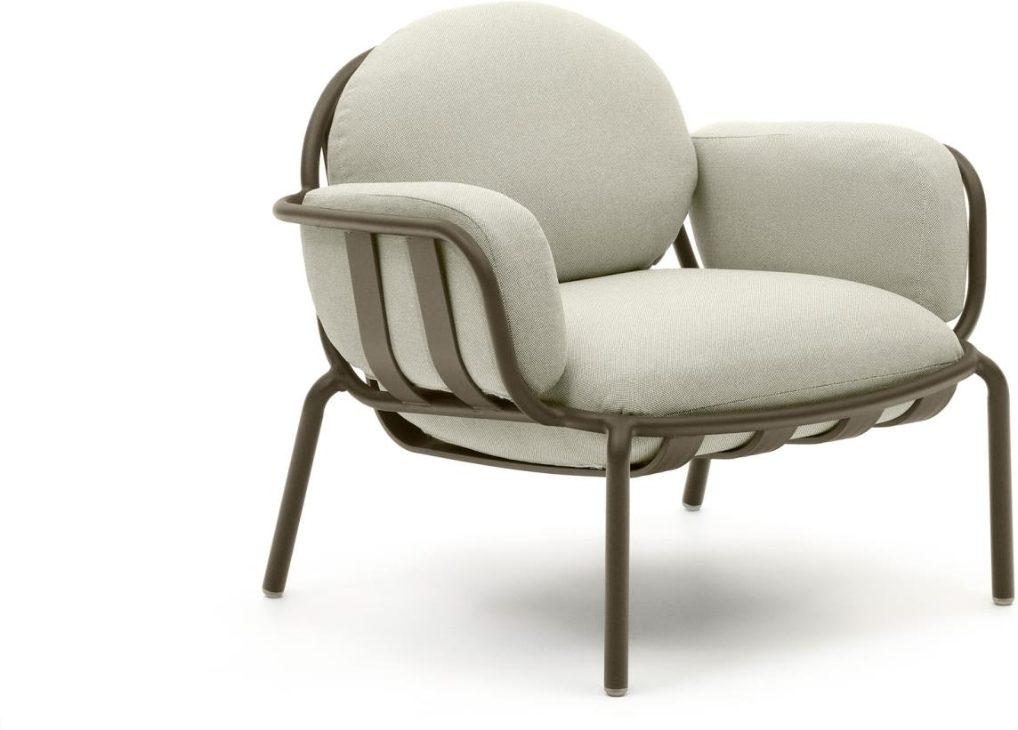 Udendørs Lænestol Kave Home Joncols Aluminium Rust-   Korrosionsbestandig Med Aftagelige Hynder Beige Grøn
