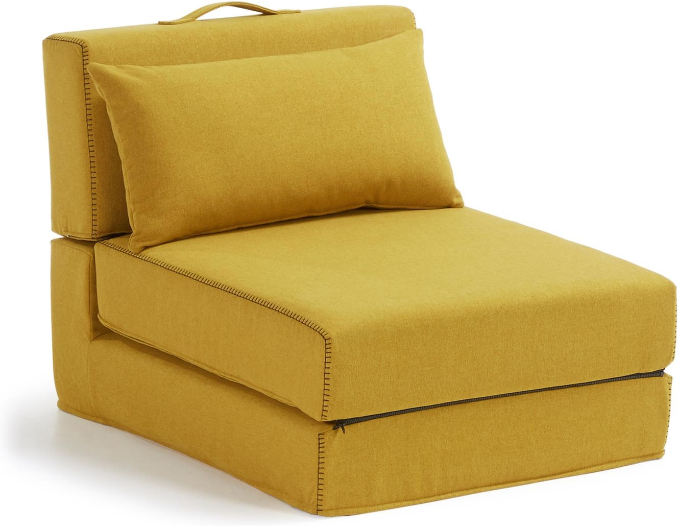 Puff Kave Home Arty Multifunktionel Foldeseng 70x185   Pouf Sennepsfarve Nordisk Moderne Design