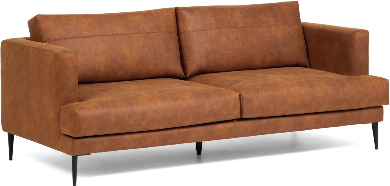 -personers Sofa Kave Home Tanya Vintage Nordisk Moderne Polstret Stof Brun 183x87x77