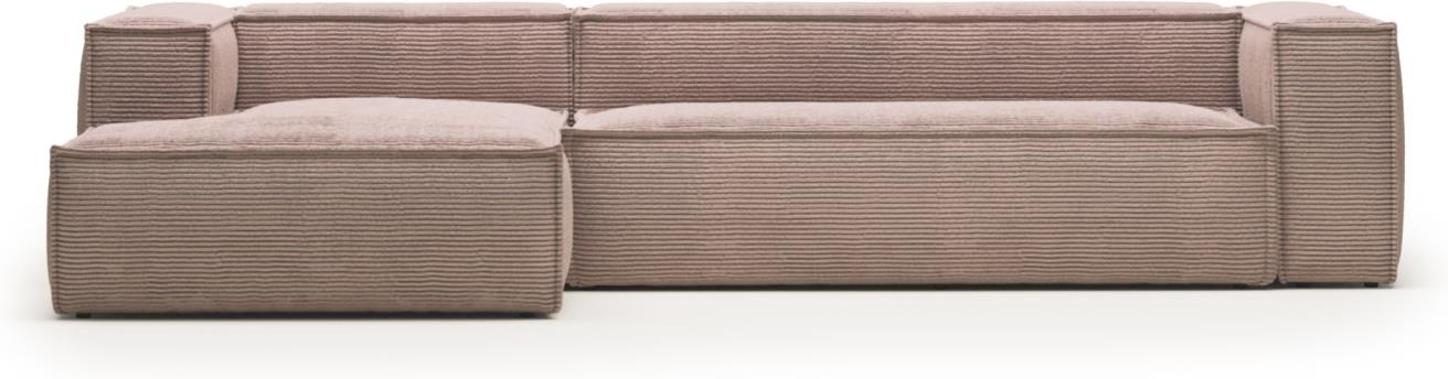 Chaiselong Sofa Venstrevendt Kave Home Blok  -personers Fløjlsstof Lyserød Nordisk Design