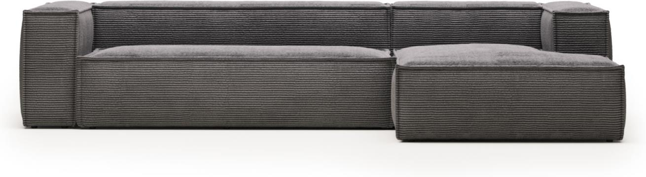 Chaiselong Sofa Kave Home Blok Grå Fløjl Højrevendt H69ã B174ã L330cm