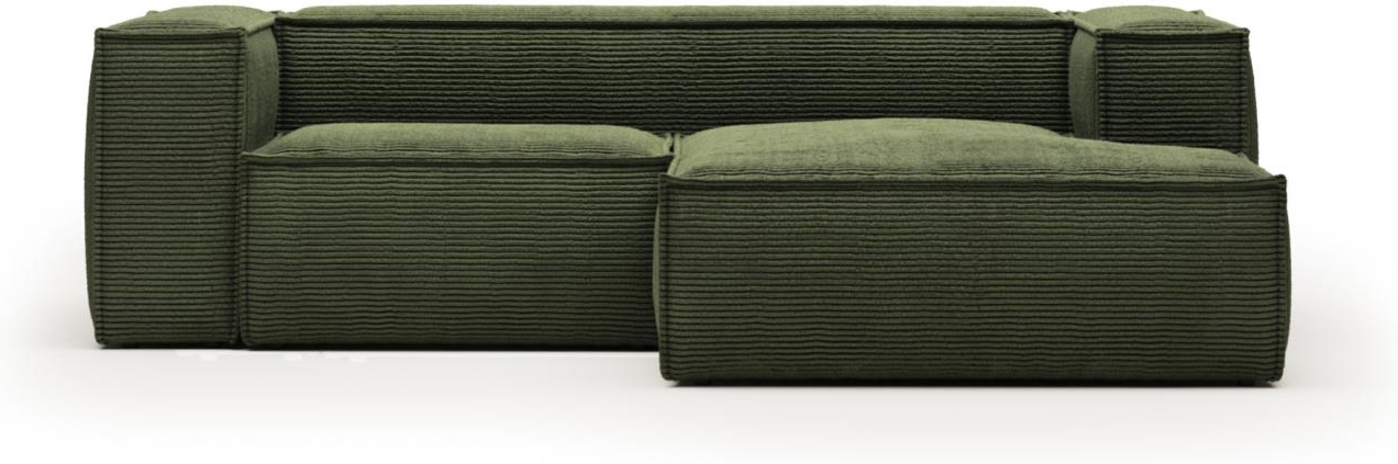 Chaiselong Sofa Kave Home Blok Højrevendt Polstret Corduroy 240x174   Grøn