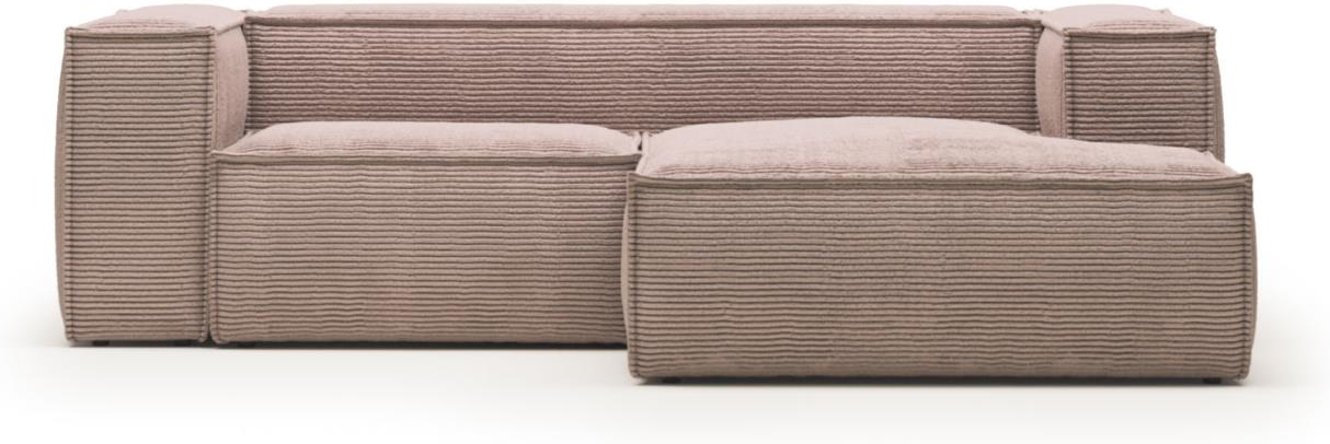 Chaiselong Sofa Højrevendt Kave Home Blok 240x174   Lyserød Corduroy Stof