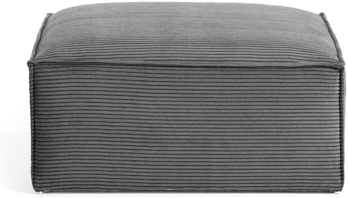 Puff Fodskammel Kave Home Blok Fløjl Grå 41x70x90