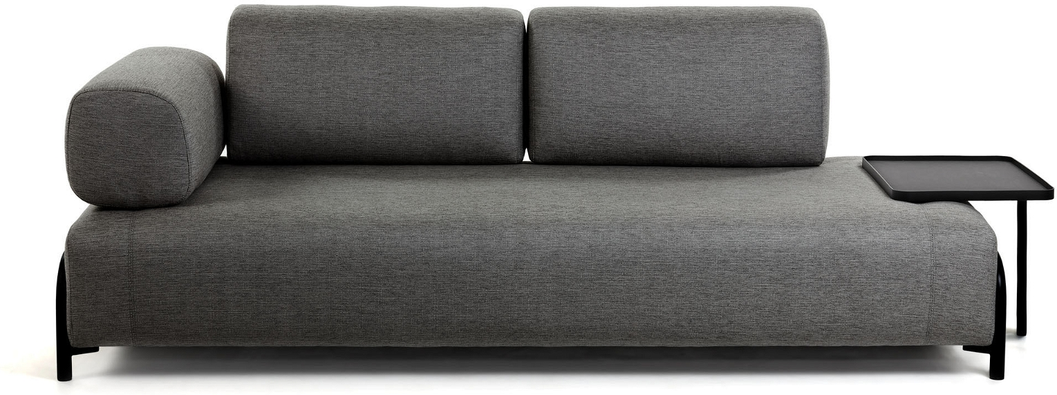 -personers Polstret Stofsofa Kave Home Compo Mørkegrå Nordisk Design Aftageligt Ryglæn