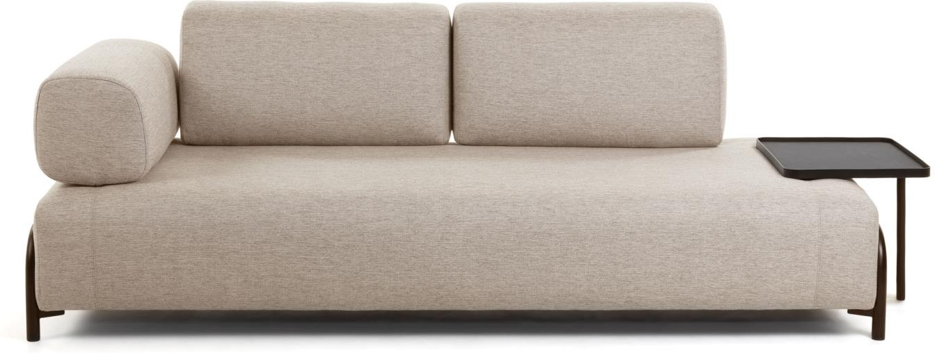 -personers Sofa Kave Home Compo Beige Polstret Stof Nordisk Design Med Integreret Sidebakke Bæredygtig  -fremstillet