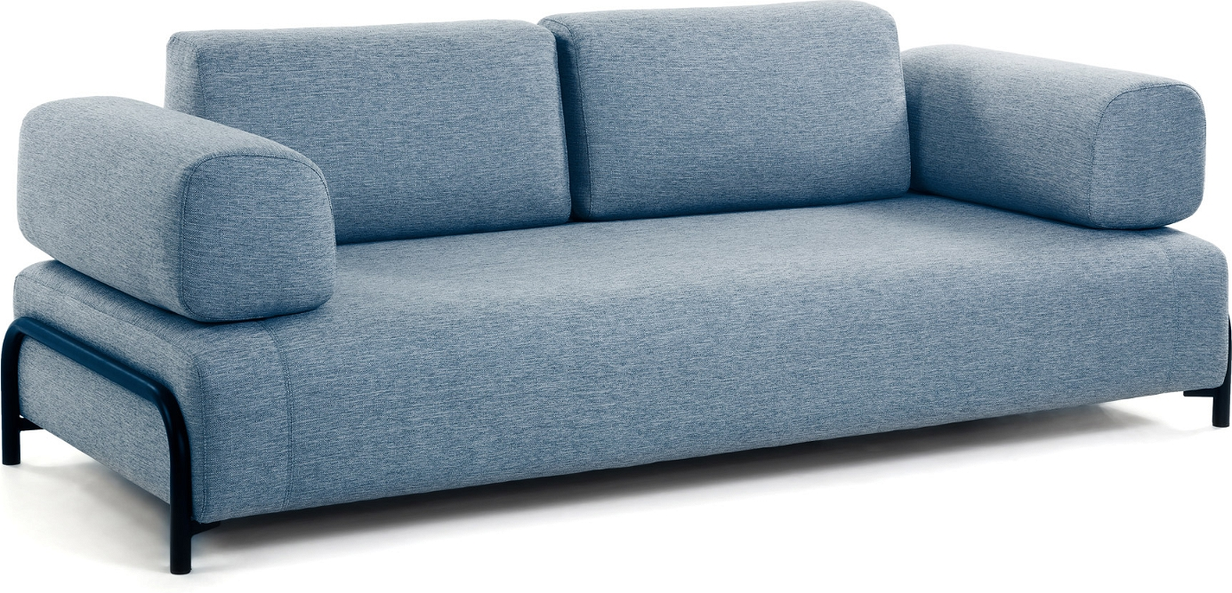 -personers Sofa Kave Home Compo Blå Stof   Moderne Nordisk Design  Aftageligt Betræk  Pletafvisende