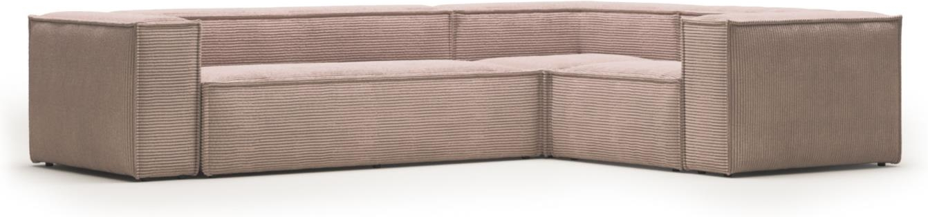Hjørnesofa Kave Home Blok Modulær Fløjl Lyserød 230x320