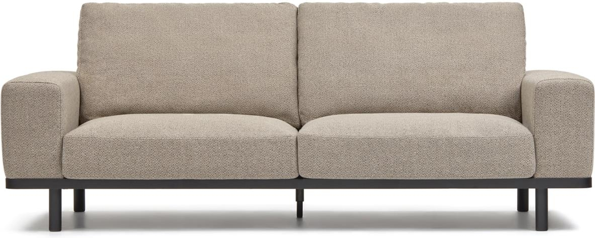 -personers Sofa Kave Home Noa Beige Sort Genbrugstekstil Med Sort Stålramme 230