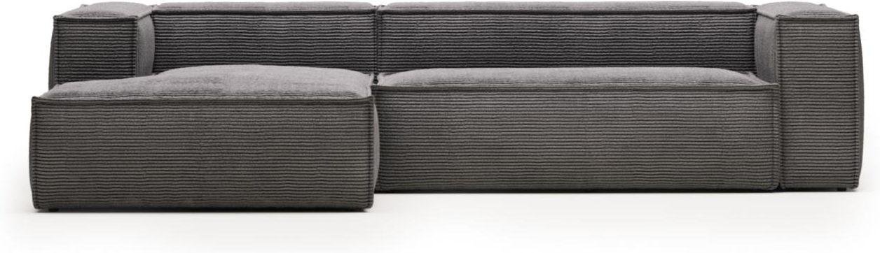 Chaiselong Sofa Kave Home Blok  -personers Venstrevendt Grå Fløjl 300x174