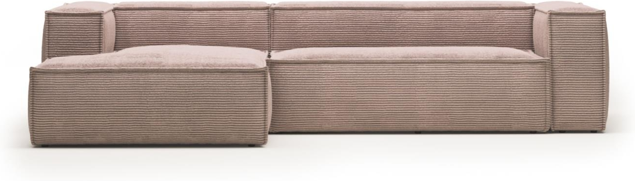 Chaiselong Sofa Venstrevendt Kave Home Blok   Lyserødt Fløjl