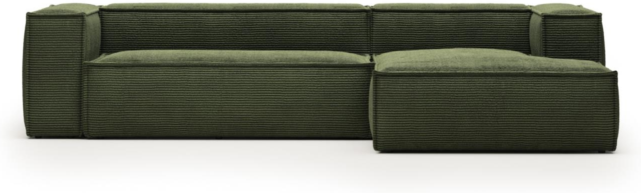 Chaiselong Loungesofa Kave Home Blok Højrevendt  Grøn Polstret Stof  300x174