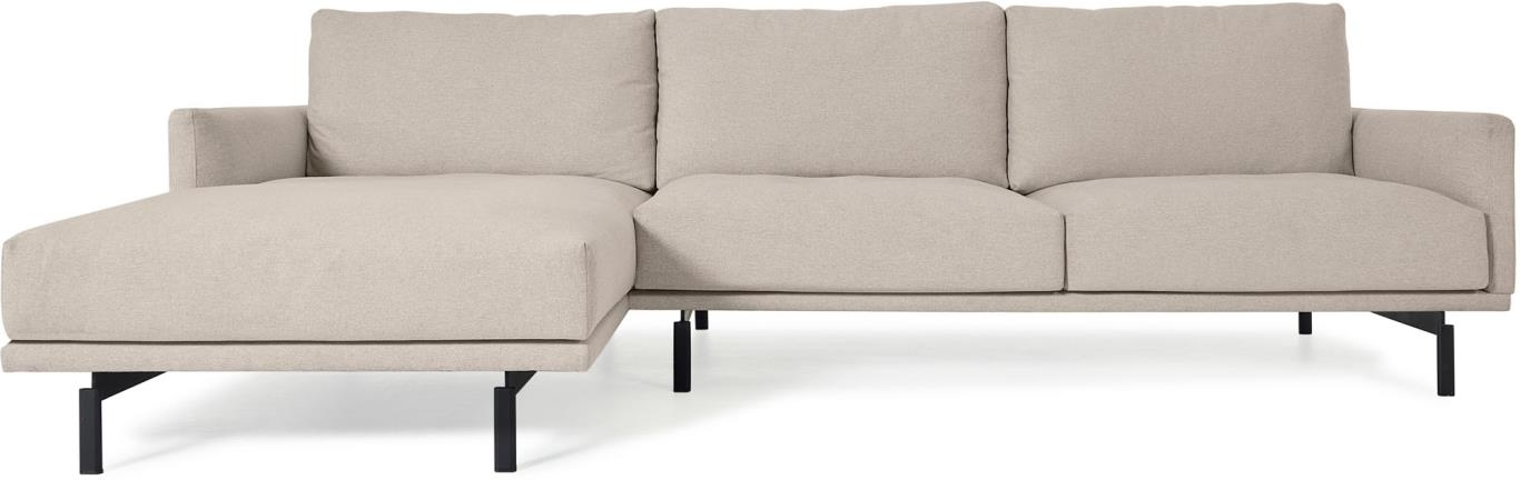 -personers Chaiselong Sofa Kave Home Galene Moderne Nordisk Beige Polstret Genbrugs-pet Metalben