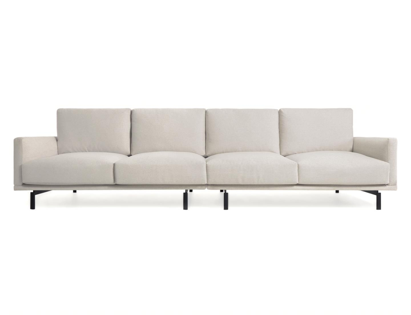 -personers Sofa Kave Home Galene Moderne Nordisk Beige Polstret Stof Sorte Metalben Genanvendt Pet Miljøvenlig