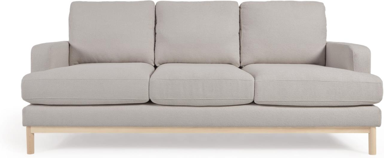 -personers Sofa Kave Home Mihaela   Grå Stof  Aftagelige Betræk  Nordisk Design  203x95x88