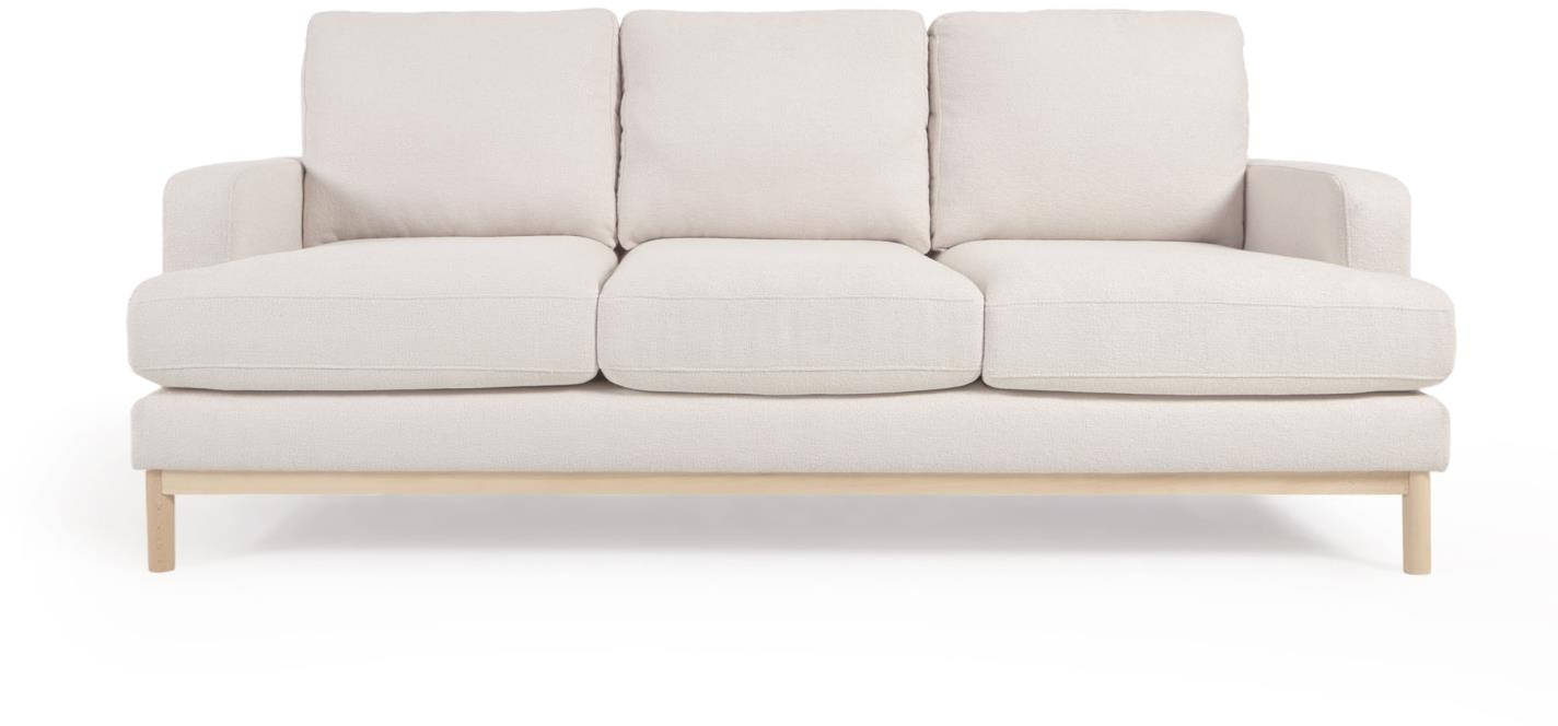 -personers Sofa Kave Home Mihaela  Hvid Micro Bouclé   Bæredygtigt Bøgetræ H88ã B95ã L203