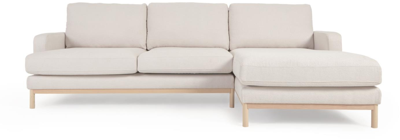 -personers Chaiselong-sofa Kave Home Mihaela Højrevendt Hvid Fleece Polstring Bæredygtig Genanvendt Pet 264ã 154ã 88