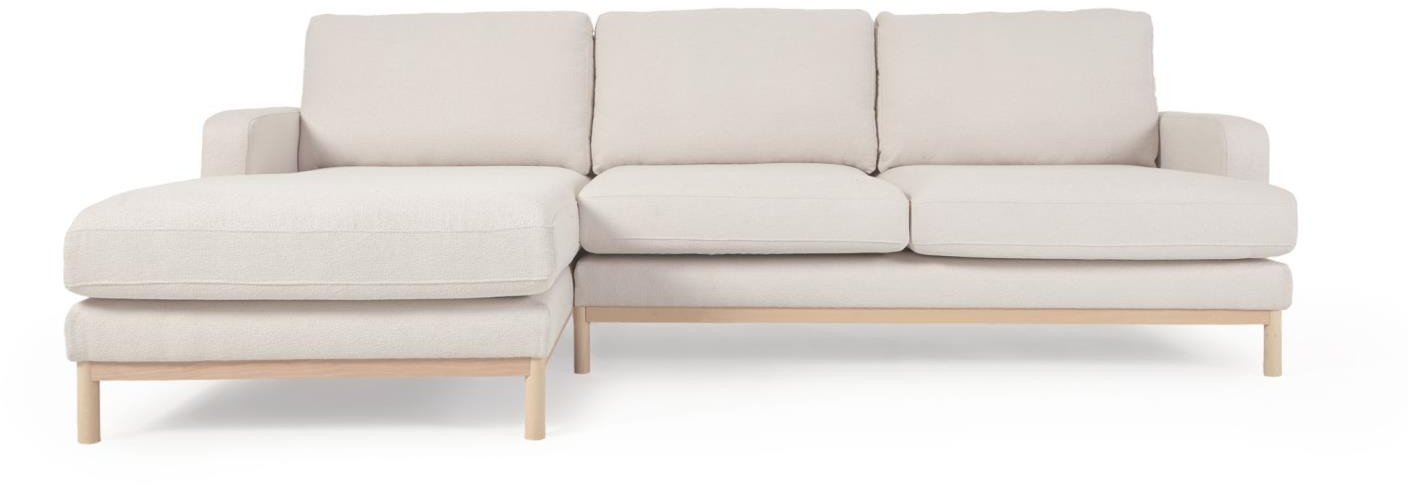 Chaiselongue Sofa Kave Home Mihaela  -personers Venstrevendt Hvid Fleece Med Genanvendt Pet   Aftageligt Betræk