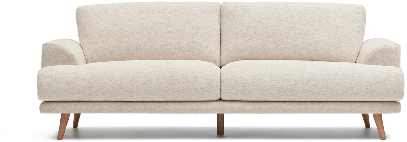 -personers Sofa Kave Home Karin   Beige Chenille    Aftageligt Betræk  Valnødben  L231ã D97ã H92