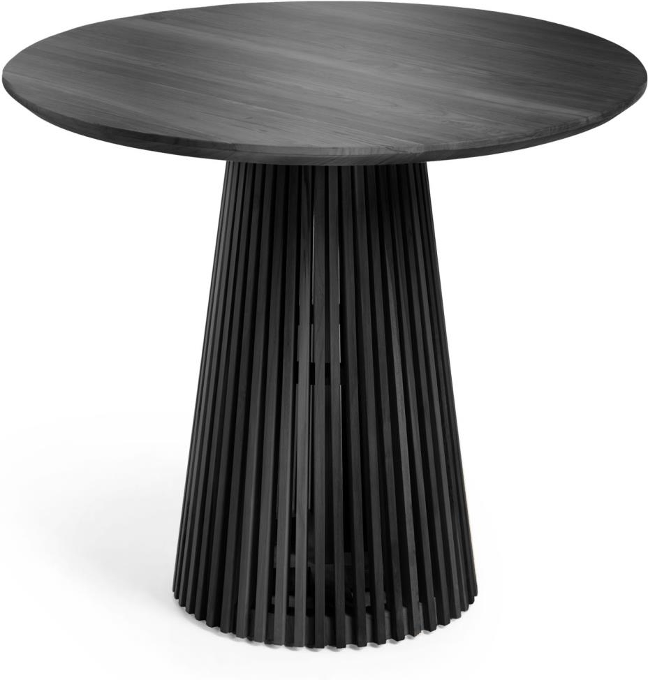 Elegant Sort Mat Spisebord Jeanette i Mindi-træ Ø90 cm