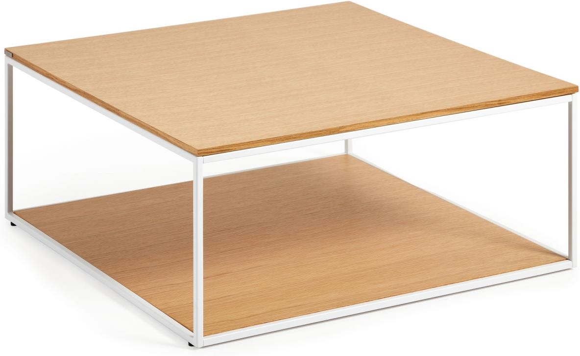 Sofabord Kave Home Yoana 80x80x35   Natur Hvid Egefiner   Stålstel