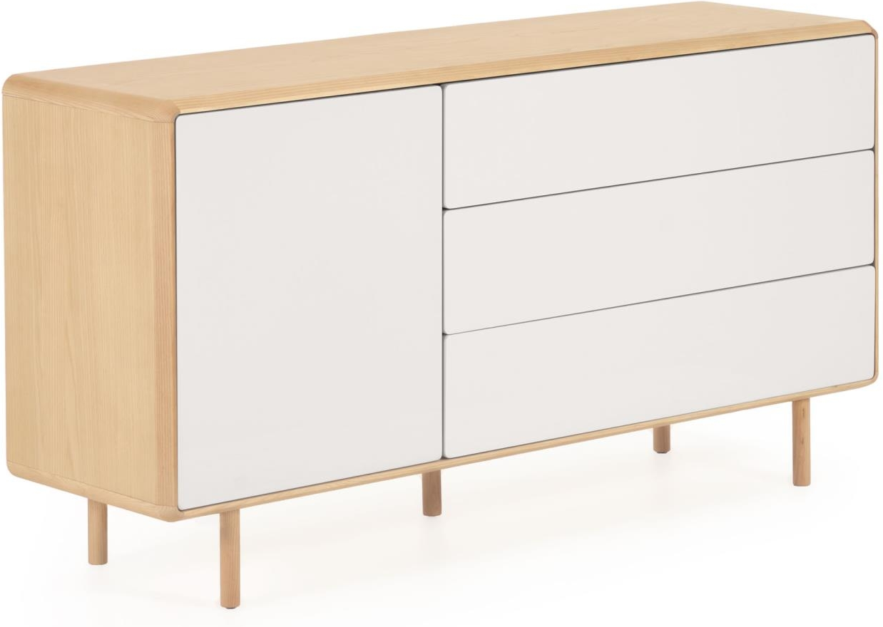 Skænk Kave Home Anielle Natur Grå   Sideboard   Askefiner Med Soft-close   Justérbare Ben