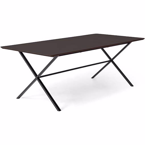Meza   Hammel Rounded Spisebord 210   100   Sort Laminat    Sort Krydsstel   Møbelsalg