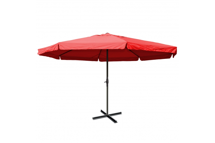 Markedsparasol ø5   Bordeaux Rød Haveparasol 5x5 Med Krank   Fod