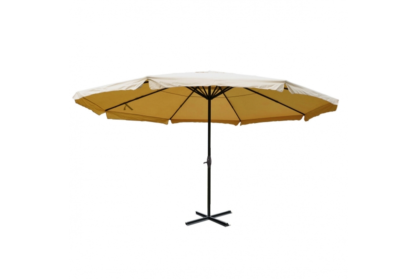 Markedsparasol ø5   Creme Beige Haveparasol 5x5 Med Krank   Fod