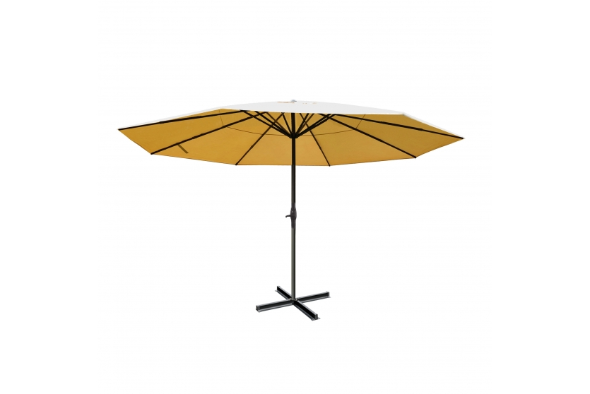 Markedsparasol ø5   Creme Beige Haveparasol 5x5 Med Krank   Fod