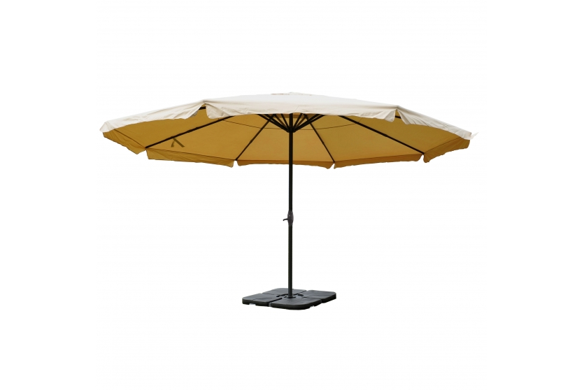 Markedsparasol ø5   Creme Beige Haveparasol 5x5 Med Krank  Fod   Fliser