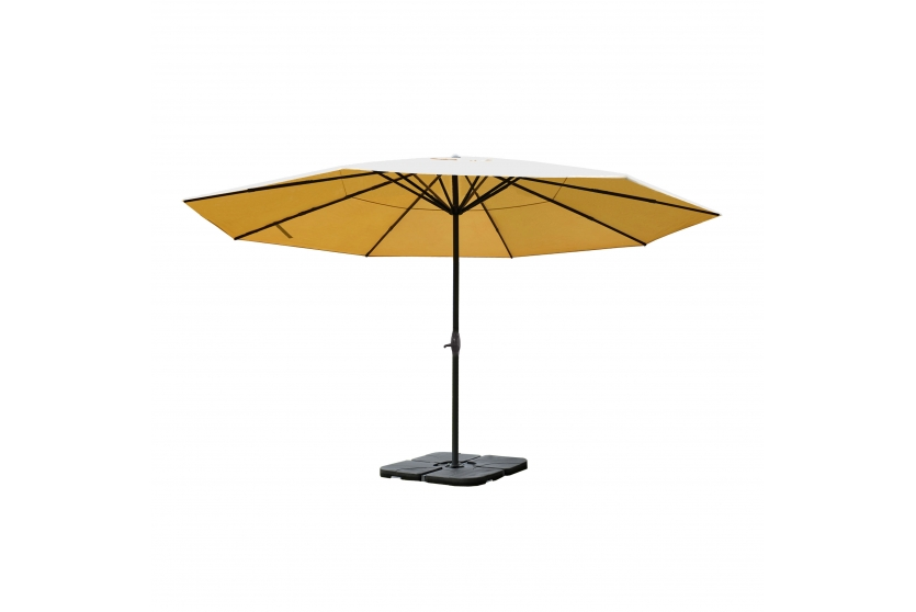 Markedsparasol ø5   Creme Beige Haveparasol 5x5 Med Krank  Fod   Fliser
