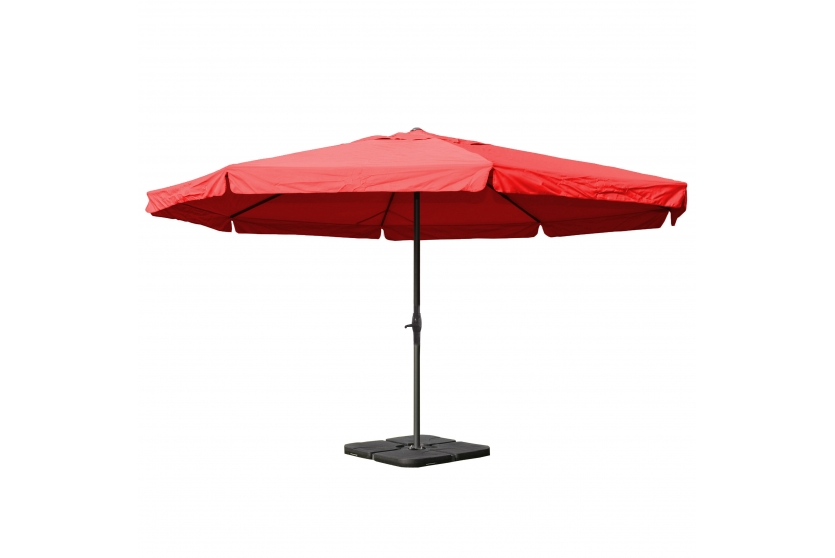 Markedsparasol ø5   Bordeaux Rød Haveparasol 5x5 Med Krank  Fod   Fliser