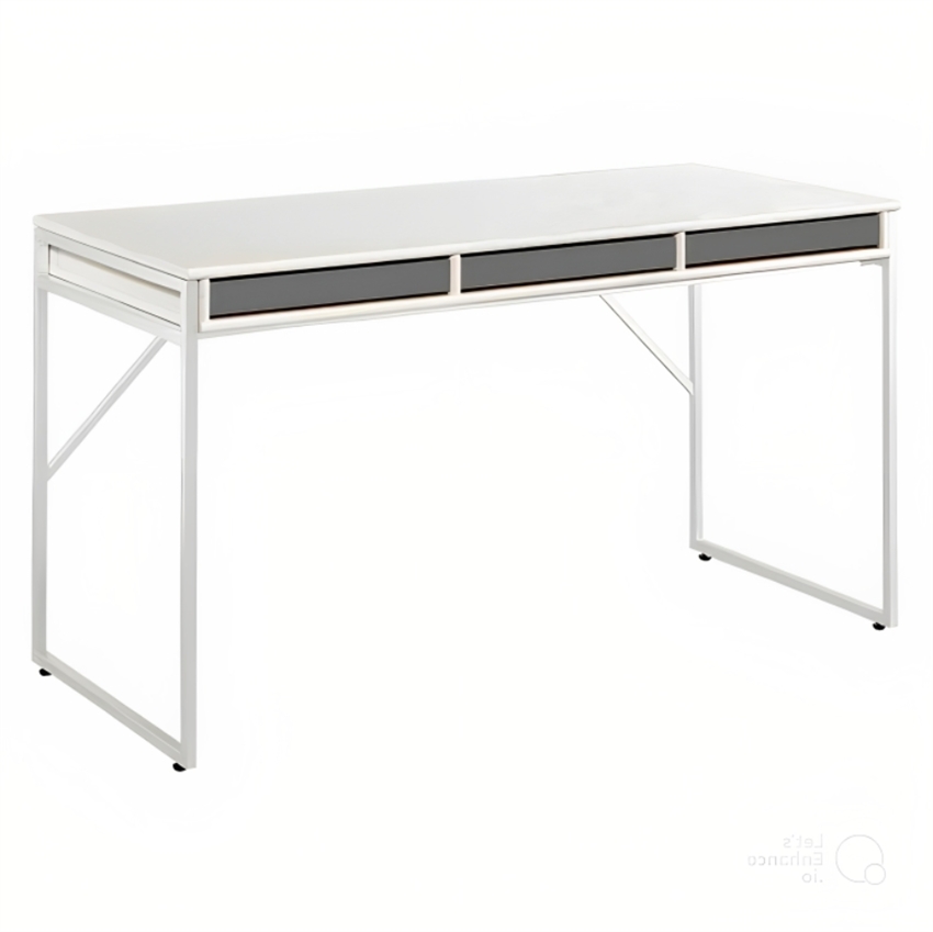 Mistral Skrivebord    Tre Skuffer Hvid    Antracit Skuffer 137       74     60     Møbelsalg