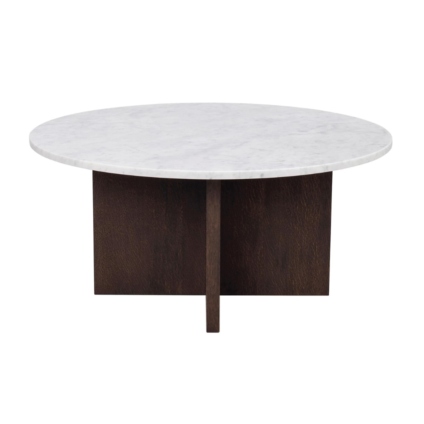 Rowico Home Brooksville Rundt Sofabord   Quot  Hvid    Brunbejdset   90     42     90     Møbelsalg
