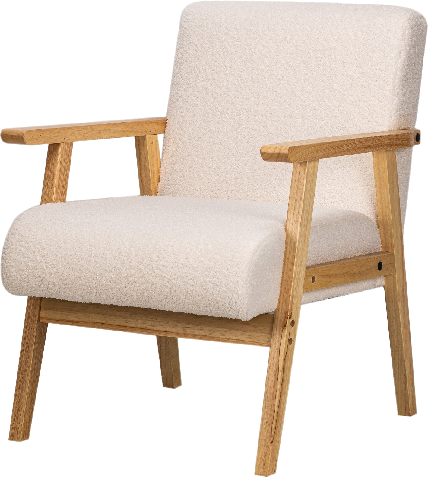 Loungestol Nordlys Furniture Louis   Hvid Bouclé Med Fsc-træben Skandinavisk æstetik