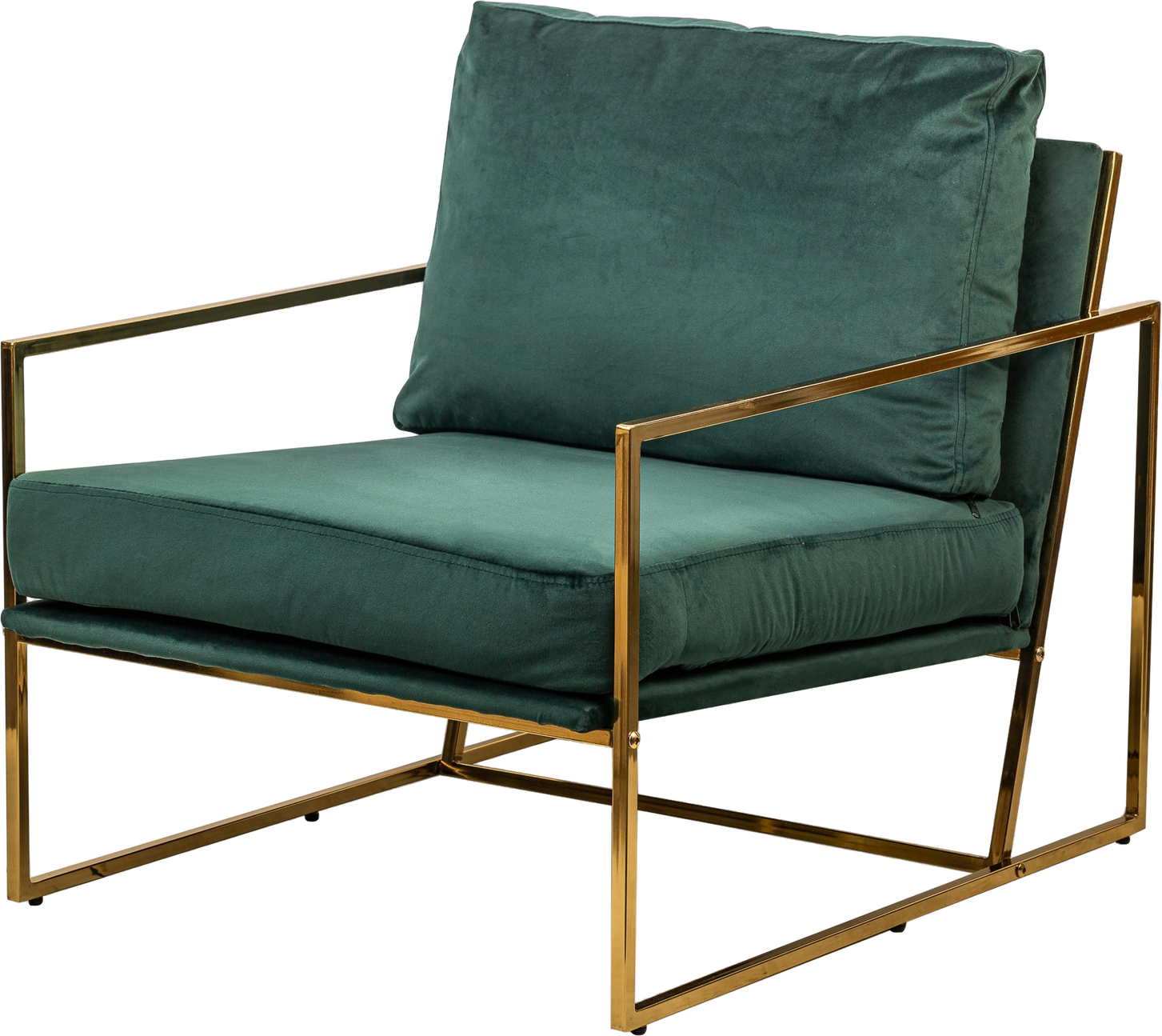 Loungestol Lænestol Nordlys Furniture Viborg Fløjl Grøn Med Guldfarvede Metalben H81xb68xd87