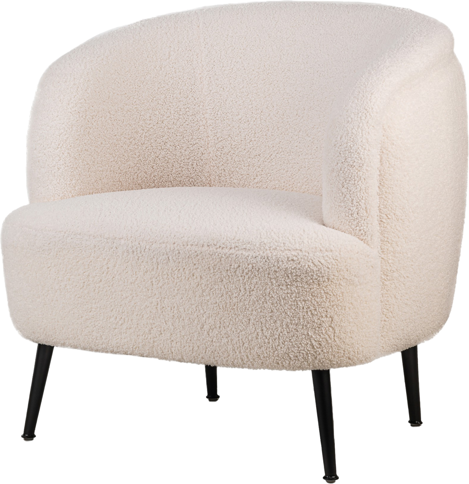 Loungestol Nordlys Furniture Sven Bouclé Hvidt Løkkestof Med Sorte Metalben H80 B80 D72