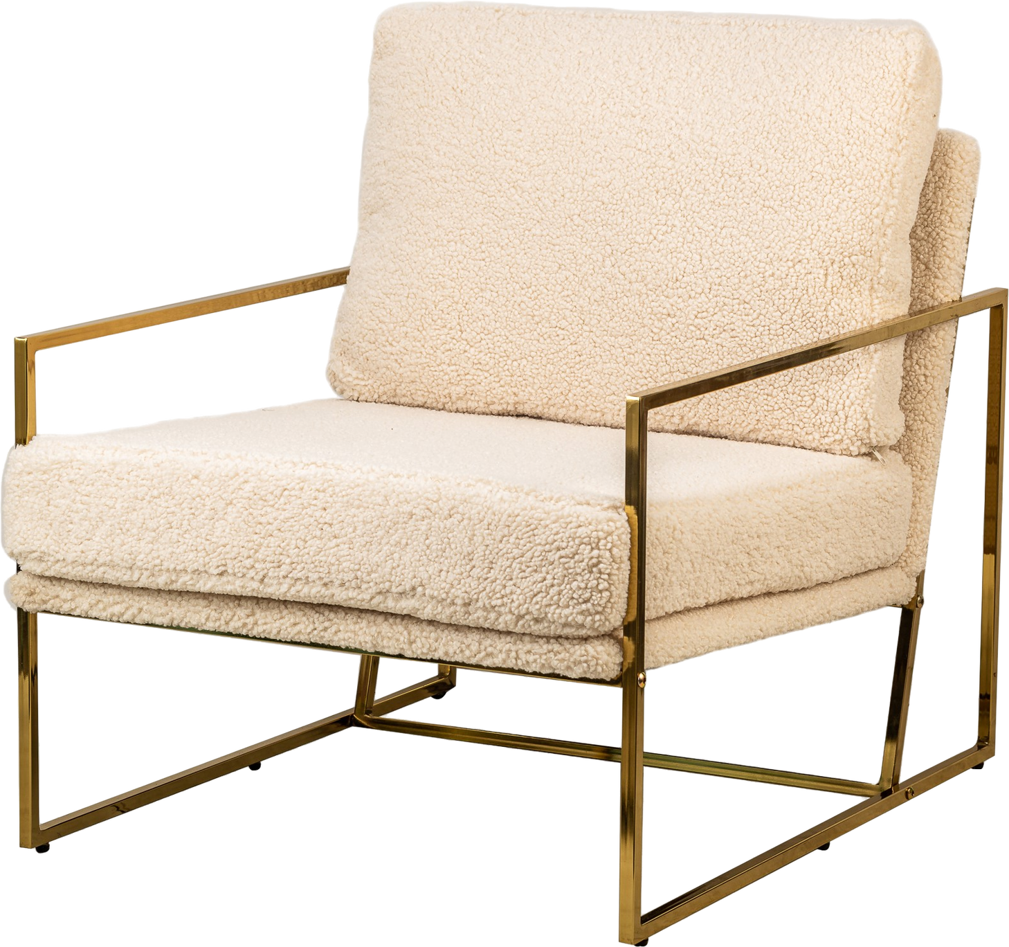 Loungestol Nordlys Furniture Viborg Bouclé Hvid Med Guldfinish Elegant Lænestol Til Stue   Soveværelse