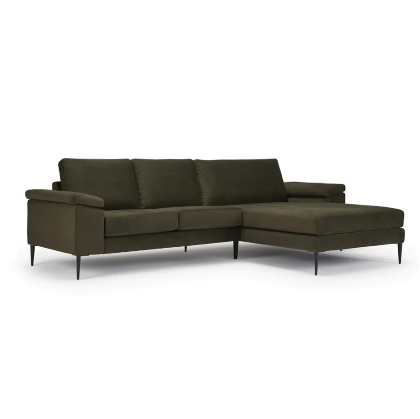 Nordly Lyon   Personers Sofa    Chaiselong Grønt Stof 268     81     87     Møbelsalg