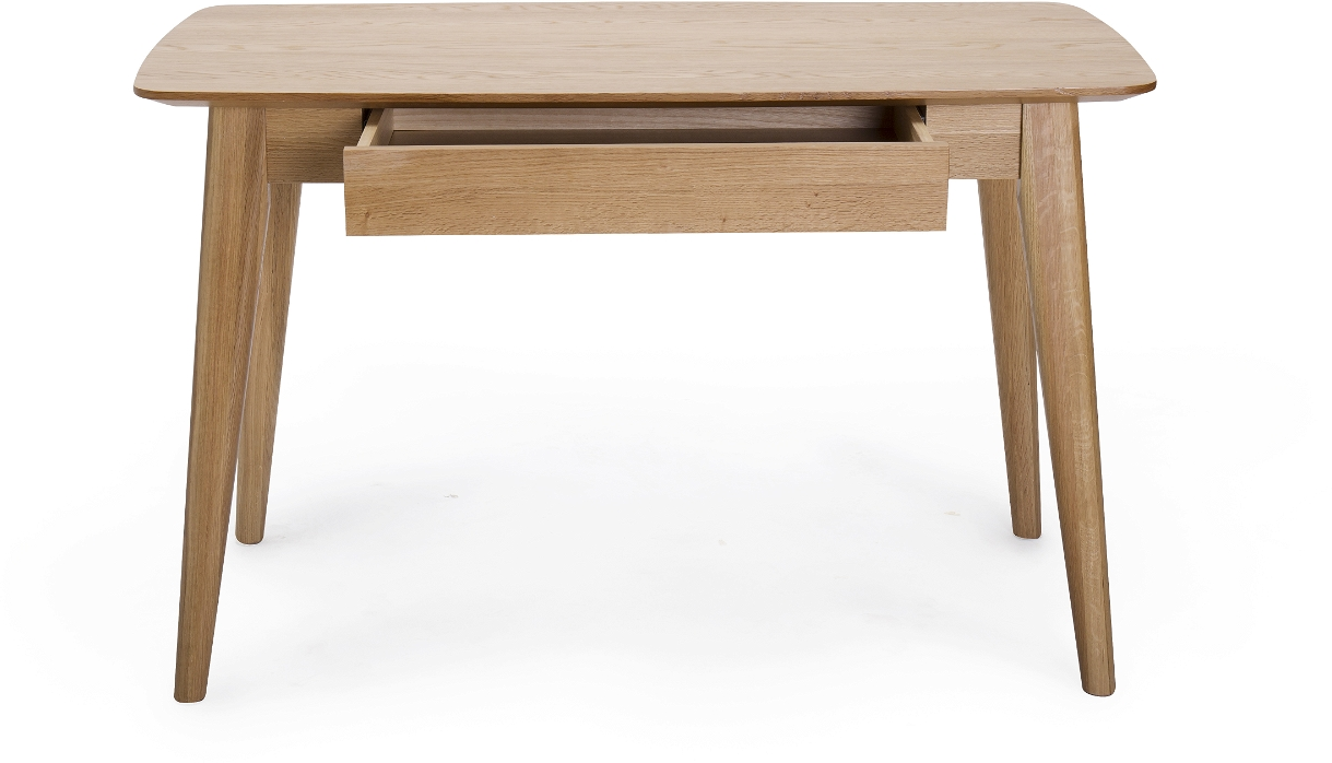 Skrivebord Nordique Design Rho   Massivt Egetræ Med Integreret Skuffe  Natur  H75xb60xd120