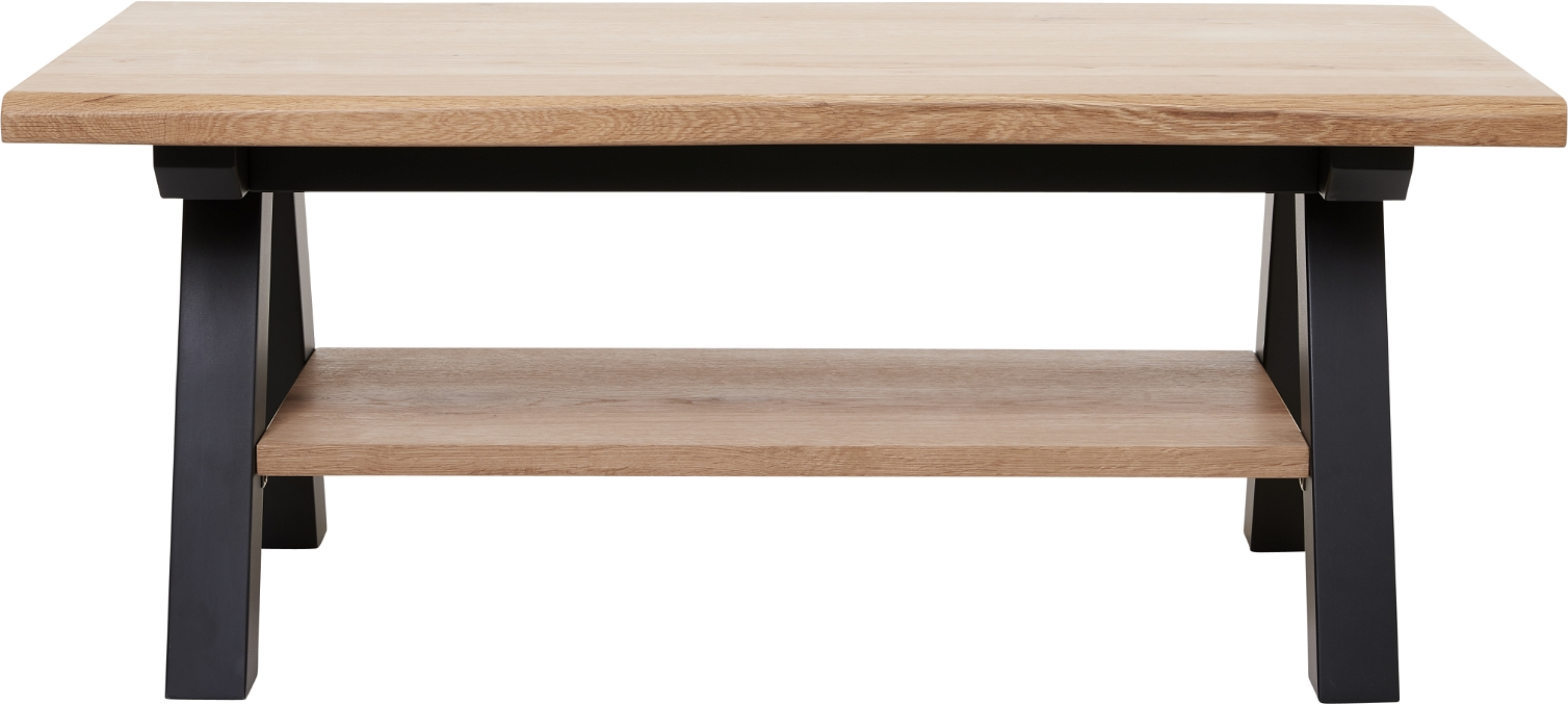 Sofabord Nordique Design Oliveto   Natur Egetræ   Sort Metalstel Med Hylde H45   B61   L110