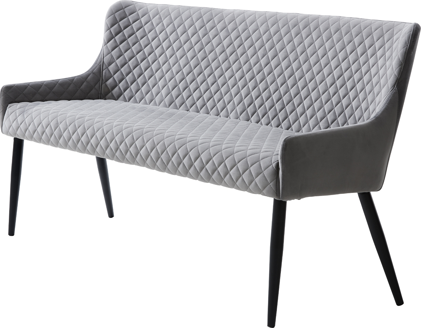 Sofabænk Nordique Design Ottowa   Grå Fløjl Med Harlekinsyning   Sorte Metalben  160ã 60