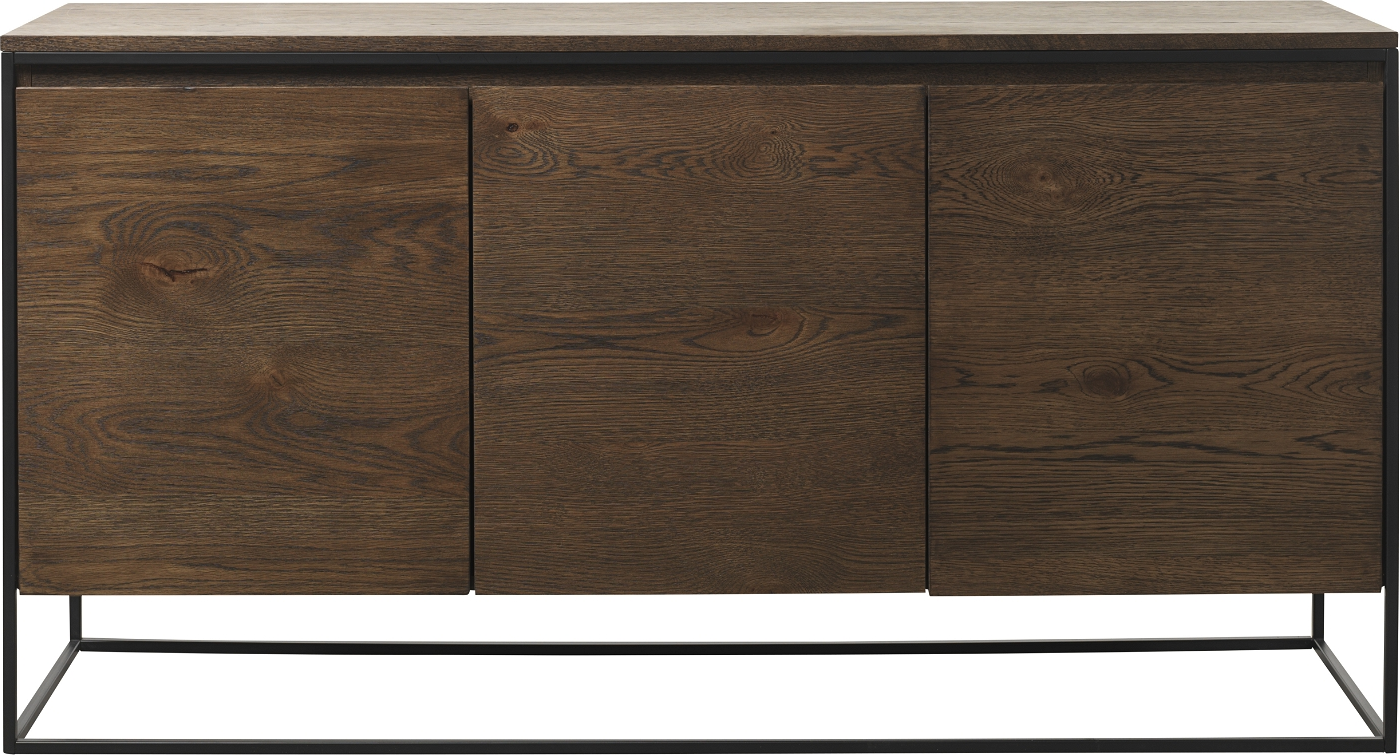 Skænk Nordique Design Rivoli    Røget Egetræ   Sort Metalstel    Døre    Skuffe  155x45x80